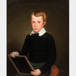Deacon Robert Peckham (Massachusetts, 1785-1877) Portrait of a Boy with a Slate.