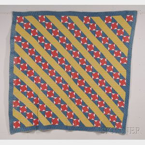 Two Pieced Cotton Geometric Pattern Quilts