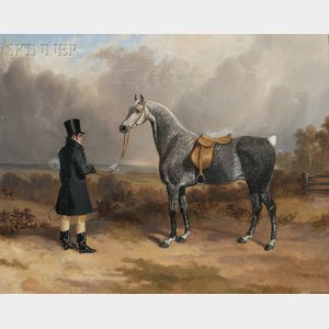 Samuel John Egbert Jones (British, 1797-1861) Groom with Gray Cob Hunter