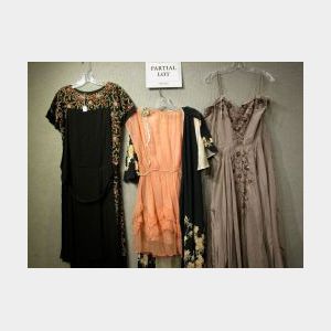 Seven Vintage 1920s-1950s Dresses.