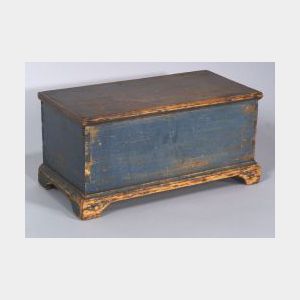 Blue Painted Pine Miniature Six-board Chest
