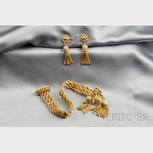 14kt Gold Bracelet and Earpendants