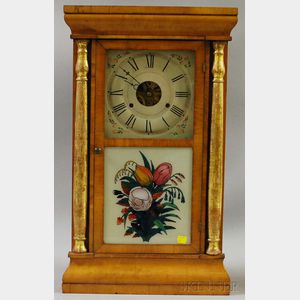 Parcel-gilt Split-column and Blonde Mahogany Veneer Ogee Clock