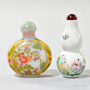 Two Snuff Bottles with Enameled Decoration