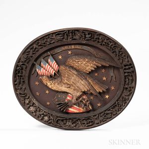 Carved, Painted, and Gilt Oval Plaque