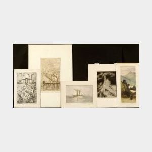 Lot of Eleven Miscellaneous Prints: Vera Andrus (American, 1896-1979),Shore Motifs