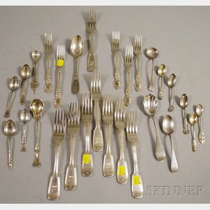 Group of Assorted Sterling Silver and Silver-plated Forks and Spoons