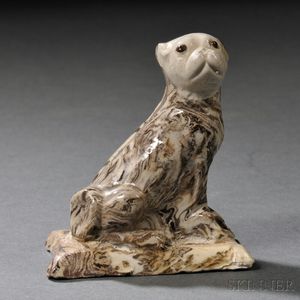 Staffordshire Salt-glazed Stoneware Agate Model of a Pug