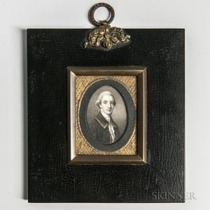 Anglo/American School, Late 18th Century Miniature Portrait of a Gentleman in a Brown Suit