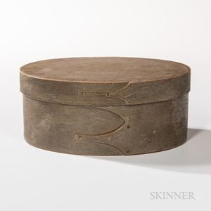 Shaker Green/Gray-painted Three-finger Oval Pantry Box