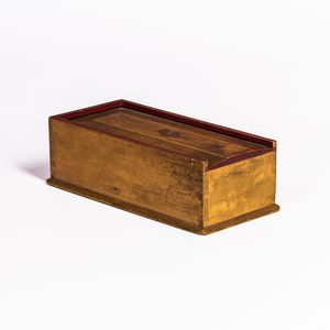 Yellow- and Red-painted Poplar Slide Lid Box