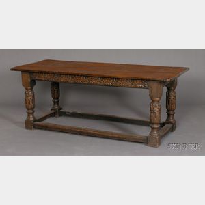 Elizabethan-style Carved Oak Refectory Table