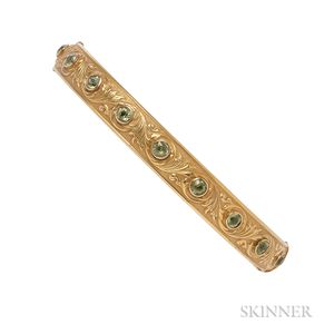 Art Nouveau 14kt Gold and Peridot Bracelet, Krementz