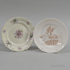 Staffordshire Flag Plate and Transfer-decorated Commemorative Plate