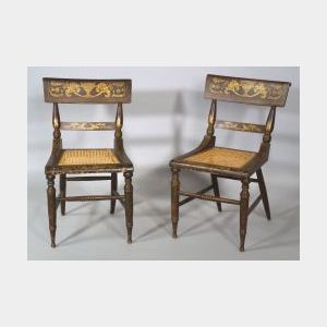 Pair of Grain Painted and Stenciled Side Chairs
