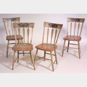 Set of Four Fancy-painted Side Chairs