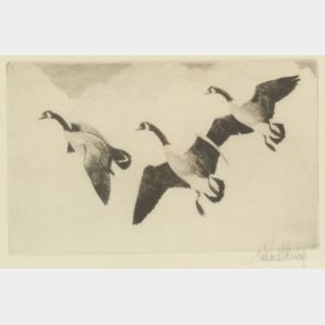Richard Everett Bishop (American, 1887-1975) Three Canada Geese.