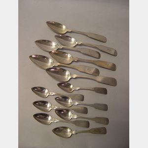 Thirteen Coin Silver Spoons.