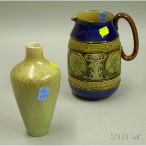 Sevres 1900 Crystalline Glazed Porcelain Vase and a Royal Doulton Commemorative Coronation of Edward VII and Al...