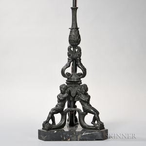 Neoclassical-style Bronze and Marble Figural Lamp