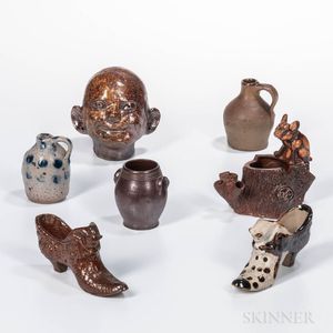 Seven Small Stoneware Items