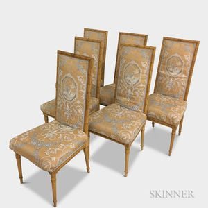 Set of Six Karges Louis XVI-style Upholstered and Painted Side Chairs