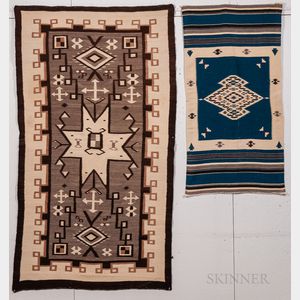 Navajo Regional Rug and Chimayo Woven Wool Blanket
