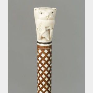 Anglo-Indian Rosewood and Ivory Walking Stick