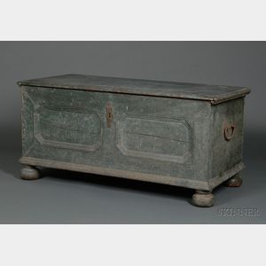 Painted Poplar Carved Dower Chest
