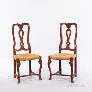 Pair of Queen Anne-style Red-painted Side Chairs