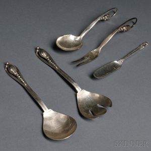 Five Sterling Silver Serving Pieces