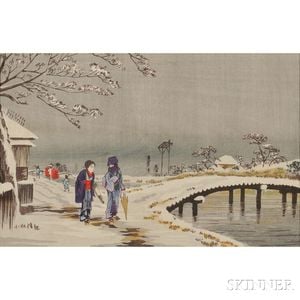 Kobayashi Kiyochika (1847-1915),Snow Scene at Koume Hikibune-Dori
