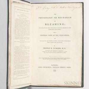 Burgess, Thomas H. (d. 1865) The Physiology or Mechanism of Blushing , Author's Presentation Copy.