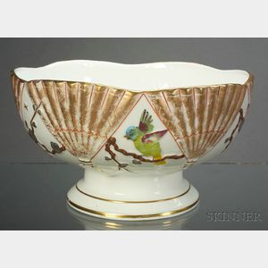 Wedgwood Bird and Fan Decorated Porcelain Punchbowl