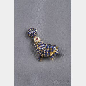 18kt Gold, Sapphire, and Diamond Figural Pendant/Brooch