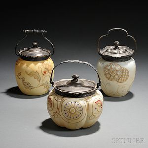 Three Mount Washington Glass Biscuit Jars