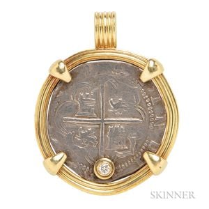 18kt Gold, Coin, and Diamond Pendant