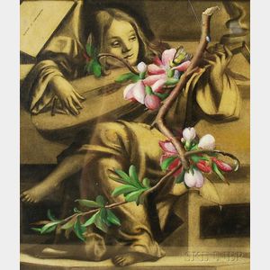 Louise E. Marianetti (American, 1916-2009) Surrealist-style Composition (Lute Player with Apple Blossoms).
