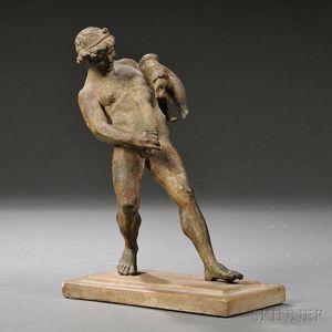 Italian School, 19th Century Bronze Figure of a Satyr with a Wineskin After the Antique