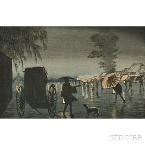 Kobayashi Kiyochika (1847-1915),Night Rain at Yanagihara