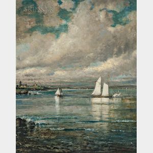 Edmund Darch Lewis (American, 1835-1910) Cliffs at Newport