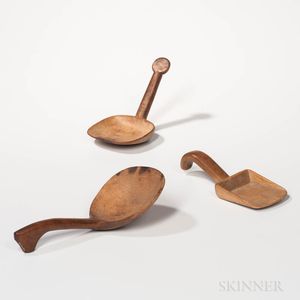 Three Carved Wooden Scoops
