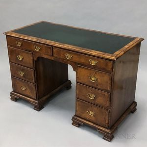Georgian-style Mahogany and Leather Kneehole Desk