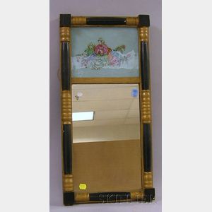 Gold and Black-painted Split-baluster Mirror with Reverse-painted Glass Spray of Flowers Tablet