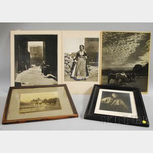 American/Continental School, 19th/20th Century Lot of Five Black and White Photographs: Harry C. Kenney, A French Moment; A.B. Hartt, A