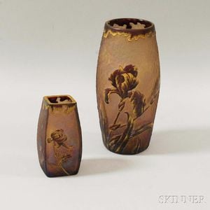 Two Val St. Lambert Cameo Glass Vases