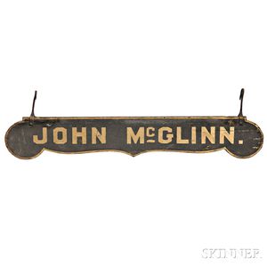 Black-painted and Gilt-lettered "JOHN McGLINN." Sign