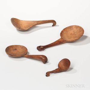 Four Carved Wood Scoops