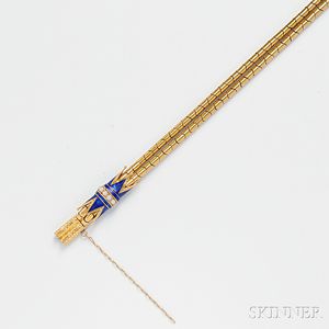 Antique 18kt Gold, Enamel, and Split Pearl Bracelet