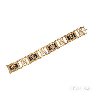 Edwardian 18kt Gold and Enamel Bracelet, Lucien Gautrait
